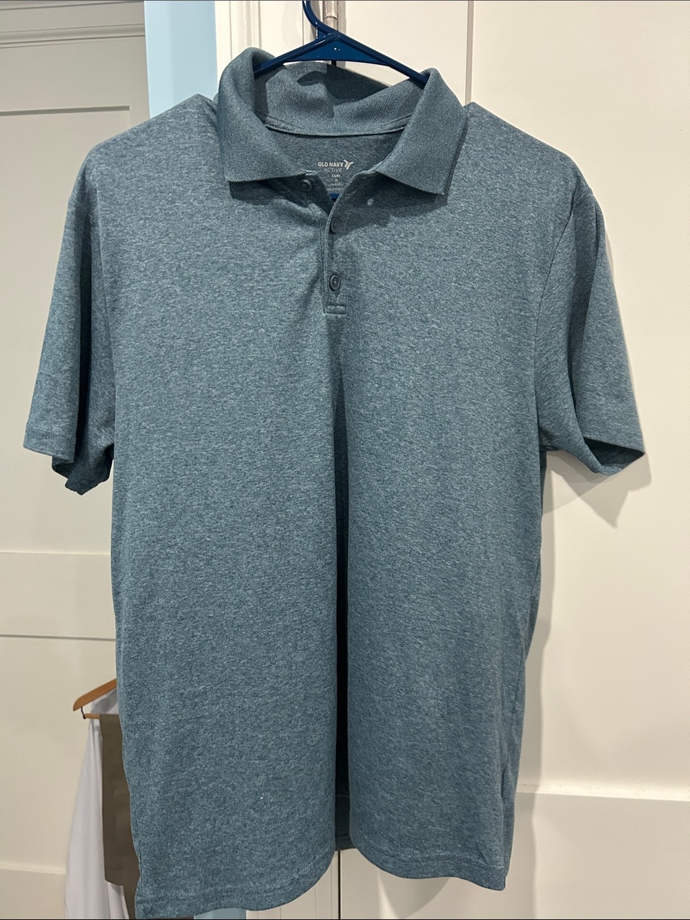 NWOT Old Navy Men's Heathered Teal-Blue Active Polo size MEDIUM